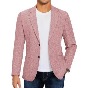 imageCOOFANDY Mens Casual Blazer Sport Coat Lightweight Two Button Business Suit JacketsBrick Red