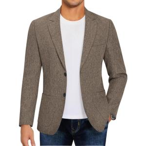imageCOOFANDY Mens Casual Blazer Sport Coat Lightweight Two Button Business Suit JacketsBrown