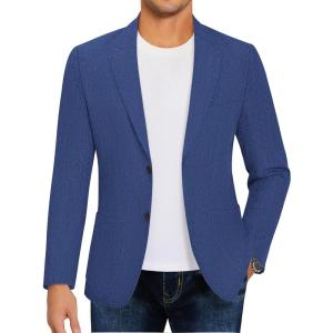 imageCOOFANDY Mens Casual Blazer Sport Coat Lightweight Two Button Business Suit JacketsBroyal Blue