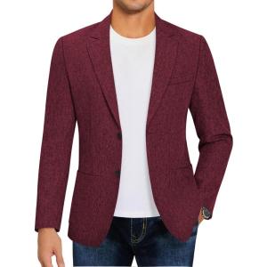 imageCOOFANDY Mens Casual Blazer Sport Coat Lightweight Two Button Business Suit JacketsBurgundy