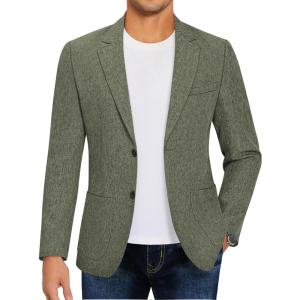 imageCOOFANDY Mens Casual Blazer Sport Coat Lightweight Two Button Business Suit JacketsDark Green