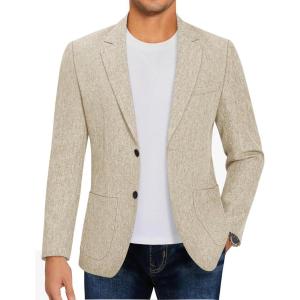 imageCOOFANDY Mens Casual Blazer Sport Coat Lightweight Two Button Business Suit JacketsKhaki