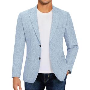 imageCOOFANDY Mens Casual Blazer Sport Coat Lightweight Two Button Business Suit JacketsLight Blue