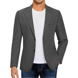 imageCOOFANDY Mens Casual Blazer Sport Coat Lightweight Two Button Business Suit JacketsLinen Black