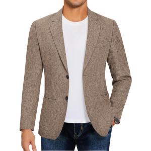 imageCOOFANDY Mens Casual Blazer Sport Coat Lightweight Two Button Business Suit JacketsPlaid Blazerbrown