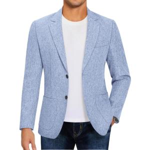 imageCOOFANDY Mens Casual Blazer Sport Coat Lightweight Two Button Business Suit JacketsSky Blue