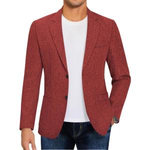 imageCOOFANDY Mens Casual Blazer Sport Coat Lightweight Two Button Business Suit JacketsWine Red