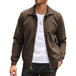 imageCOOFANDY Mens Casual Corduroy Jacket Lightweight Zip Up Vintage Jacket Collared Bomber JacketBrown