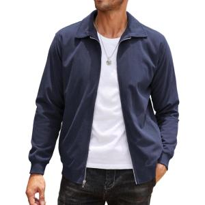 imageCOOFANDY Mens Casual Corduroy Jacket Lightweight Zip Up Vintage Jacket Collared Bomber JacketNavy Blue