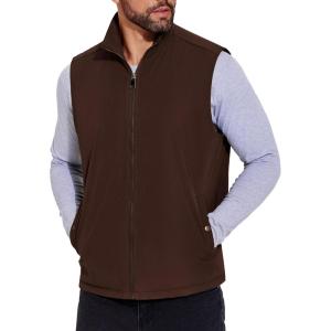 imageCOOFANDY Mens Casual Outerwear Vest Lightweight FullZip Sleeveless Jacket Outdoor Hiking Travel Golf Vest with PocketsCoffee