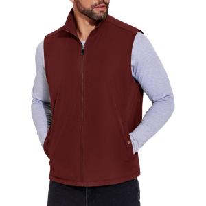 imageCOOFANDY Mens Casual Outerwear Vest Lightweight FullZip Sleeveless Jacket Outdoor Hiking Travel Golf Vest with PocketsWine Red