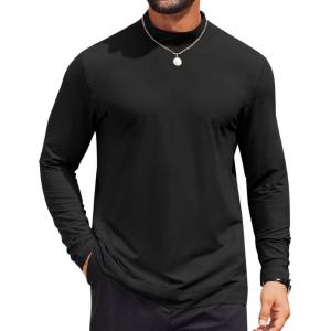 imageCOOFANDY Mens Casual Slim Fit Basic Tops Knitted Lightweight Turtleneck Pullover SweaterBlack