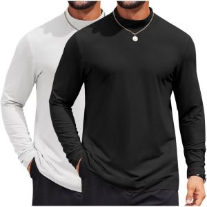 imageCOOFANDY Mens Casual Slim Fit Basic Tops Knitted Lightweight Turtleneck Pullover SweaterBlackwhite