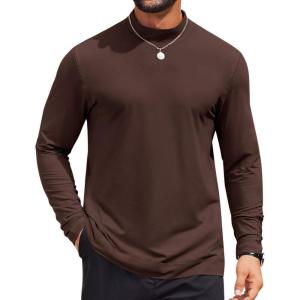 imageCOOFANDY Mens Casual Slim Fit Basic Tops Knitted Lightweight Turtleneck Pullover SweaterBrown