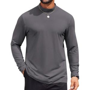 imageCOOFANDY Mens Casual Slim Fit Basic Tops Knitted Lightweight Turtleneck Pullover SweaterDark Grey