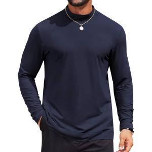 imageCOOFANDY Mens Casual Slim Fit Basic Tops Knitted Lightweight Turtleneck Pullover SweaterNavy
