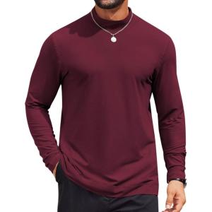 imageCOOFANDY Mens Casual Slim Fit Basic Tops Knitted Lightweight Turtleneck Pullover SweaterRed