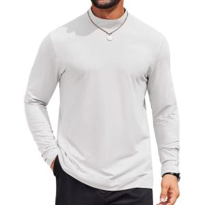 imageCOOFANDY Mens Casual Slim Fit Basic Tops Knitted Lightweight Turtleneck Pullover SweaterWhite