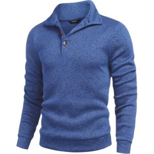 imageCOOFANDY Mens Casual Slim Fit Pullover Sweater Knitted Thermal SweatshirtBlue