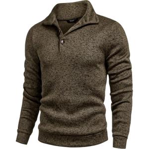 imageCOOFANDY Mens Casual Slim Fit Pullover Sweater Knitted Thermal SweatshirtCoffee
