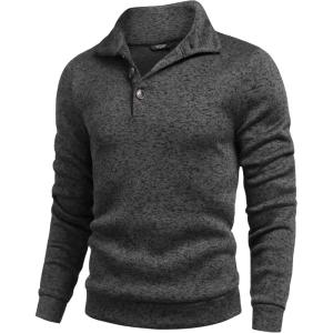 imageCOOFANDY Mens Casual Slim Fit Pullover Sweater Knitted Thermal SweatshirtDark Grey