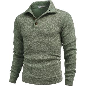 imageCOOFANDY Mens Casual Slim Fit Pullover Sweater Knitted Thermal SweatshirtForest Green