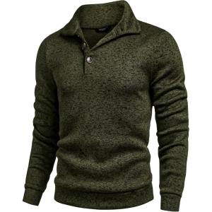 imageCOOFANDY Mens Casual Slim Fit Pullover Sweater Knitted Thermal SweatshirtGreen