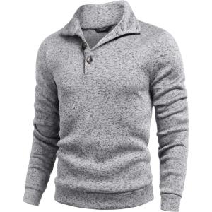 imageCOOFANDY Mens Casual Slim Fit Pullover Sweater Knitted Thermal SweatshirtGrey