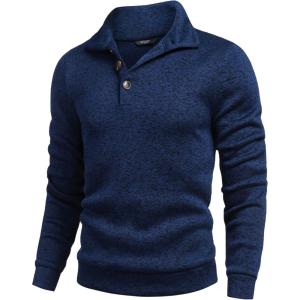 imageCOOFANDY Mens Casual Slim Fit Pullover Sweater Knitted Thermal SweatshirtNavy Blue