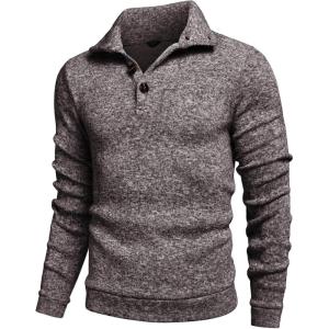 imageCOOFANDY Mens Casual Slim Fit Pullover Sweater Knitted Thermal SweatshirtPale Grey