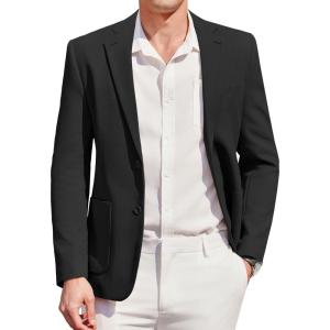 imageCOOFANDY Mens Casual Sport Coat Blazer Two Buttons Knit Lightweight Suit JacketsBlack