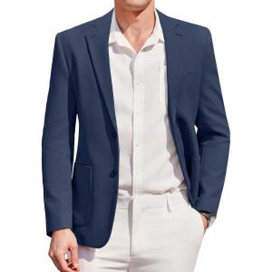 imageCOOFANDY Mens Casual Sport Coat Blazer Two Buttons Knit Lightweight Suit JacketsBlue