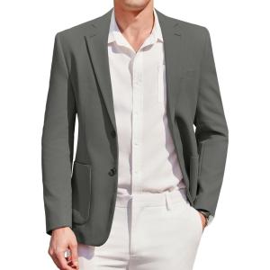 imageCOOFANDY Mens Casual Sport Coat Blazer Two Buttons Knit Lightweight Suit JacketsDark Grey