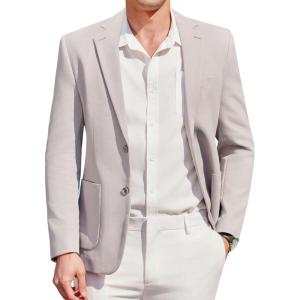 imageCOOFANDY Mens Casual Sport Coat Blazer Two Buttons Knit Lightweight Suit JacketsLight Grey