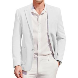 imageCOOFANDY Mens Casual Sport Coat Blazer Two Buttons Knit Lightweight Suit JacketsWhite