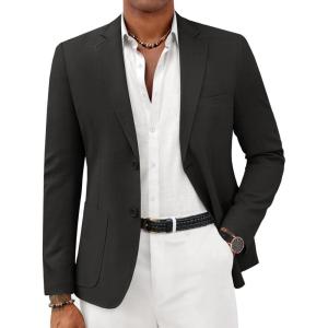 imageCOOFANDY Mens Casual Sport Coat Lightweight Two Button Blazer Slim Fit Business JacketsBlack