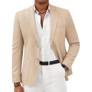 imageCOOFANDY Mens Casual Sport Coat Lightweight Two Button Blazer Slim Fit Business JacketsKhaki