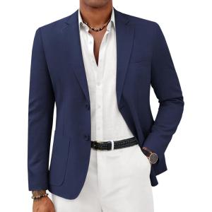 imageCOOFANDY Mens Casual Sport Coat Lightweight Two Button Blazer Slim Fit Business JacketsNavy Blue