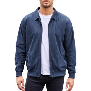 imageCOOFANDY Mens Casual Suede Bomber Jacket Lightweight Full Zip Up Jackets Vintage Faux Leather JacketNavy Blue
