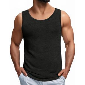 imageCOOFANDY Mens Casual Tank Tops Sleeveless Beach Muscle T Shirts Summer Fashion Tank ShirtBlack