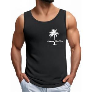 imageCOOFANDY Mens Casual Tank Tops Sleeveless Beach Muscle T Shirts Summer Fashion Tank ShirtBlackpalm Tree02