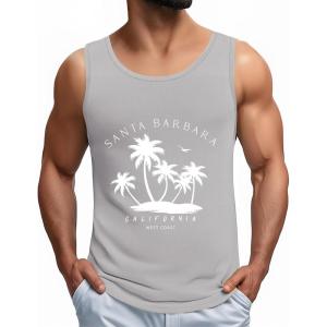 imageCOOFANDY Mens Casual Tank Tops Sleeveless Beach Muscle T Shirts Summer Fashion Tank ShirtLight Greypalm Tree01