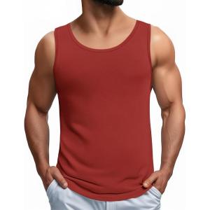 imageCOOFANDY Mens Casual Tank Tops Sleeveless Beach Muscle T Shirts Summer Fashion Tank ShirtRed
