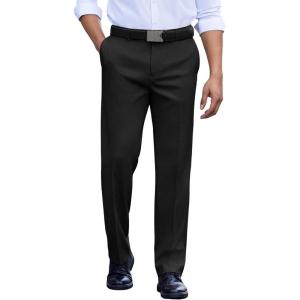 imageCOOFANDY Mens Classic Fit Dress Pants Flat Front Straight Casual Pant Expandable Waist Suit PantBlack