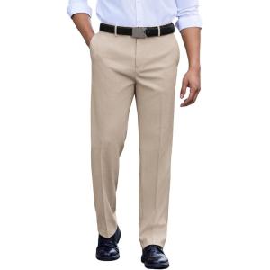 imageCOOFANDY Mens Classic Fit Dress Pants Flat Front Straight Casual Pant Expandable Waist Suit PantLight Khaki