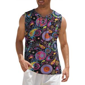 imageCOOFANDY Mens Cotton Linen Tank Top Shirts Casual Sleeveless Lace Up Beach Hippie Tops Bohemian Renaissance Pirate TunicPat15