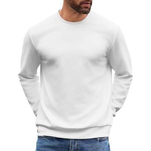 imageCOOFANDY Mens Crewneck Sweatshirts Long Sleeve Basic Pullover Shirts Twill Textured Soild Casual TopsWhite