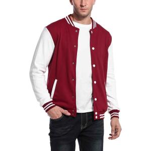 imageCOOFANDY Mens Fashion Varsity Jacket Causal Slim Fit Cotton Letterman Baseball Bomber JacketsBurgundy