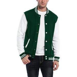 imageCOOFANDY Mens Fashion Varsity Jacket Causal Slim Fit Cotton Letterman Baseball Bomber JacketsGreen