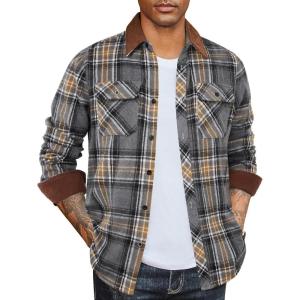 imageCOOFANDY Mens Flannel Shirts Long Sleeve Fleece Plaid Jacket Casual Stylish Button Down Shirts with PocketsGrey